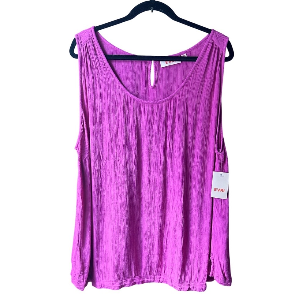 EVRI Womens 2X Magenta Pink Sleeveless Textured Rayon Challis Tank Top NWT